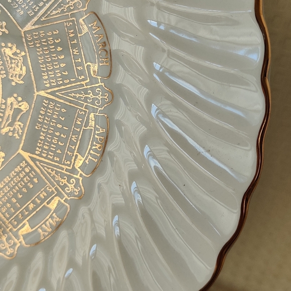 Vintage USA 1969 Round Scalloped Calendar and Zodiac Signs Plate - Picture 4 of 9